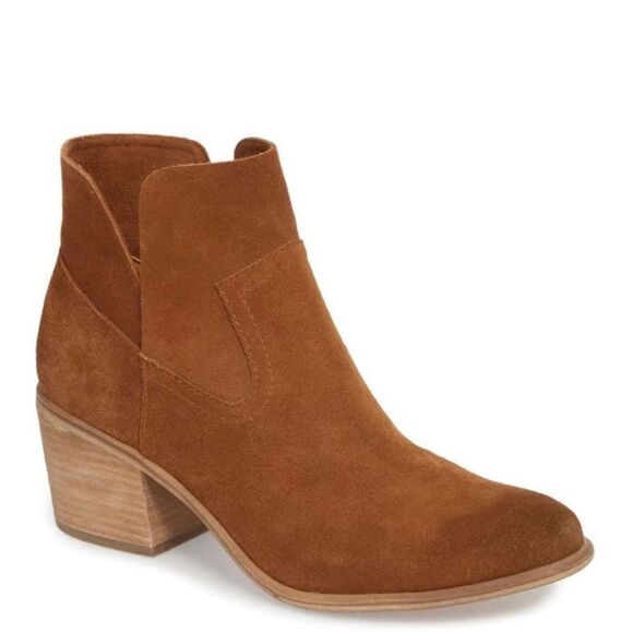 Ankle Block Heel Suede Ankle Bootie - Picture 1 of 12